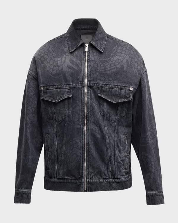 CASABLANCA Men's Monogram Denim Jean Jacket | Neiman Marcus