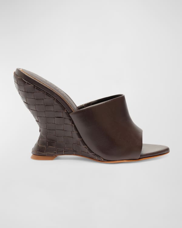 Sam Edelman Rydell Cork Wedge Leather Sandals Brown Neiman Marcus