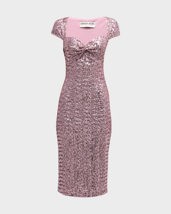 Stretch Lace Sheath Dress with Embellished Keyhole