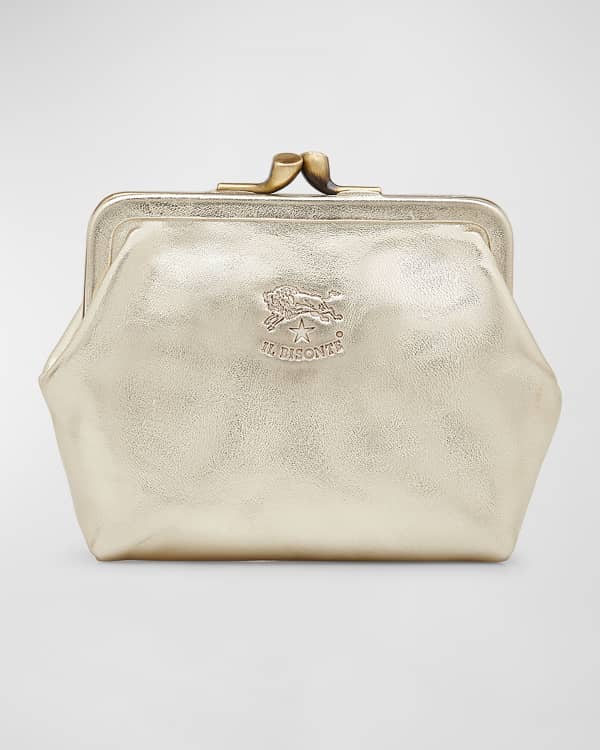 Rebecca Minkoff Leo Metallic Leather Clutch Bag w/ Chain