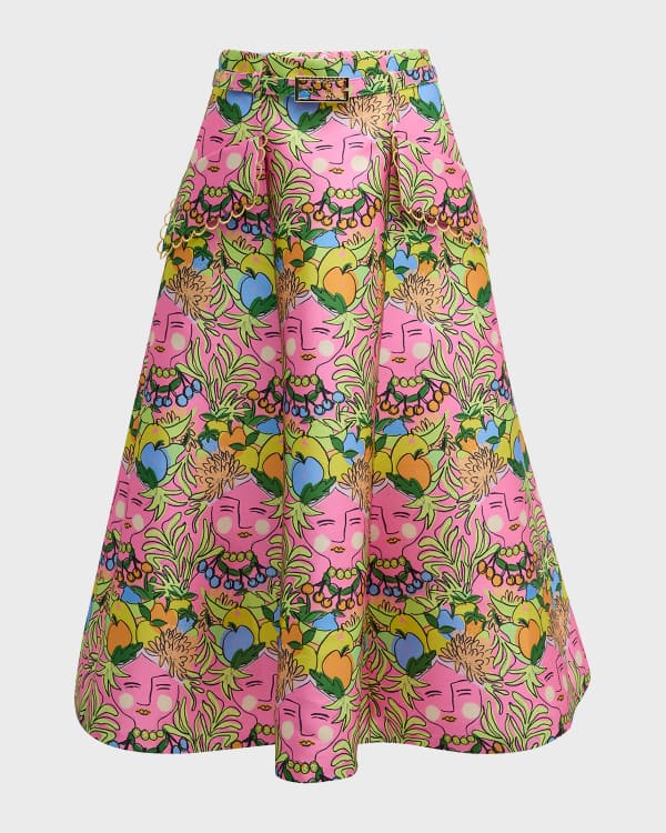 Floral midi skirt wool shop