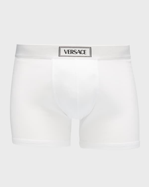 Greca cotton-blend briefs in white - Versace
