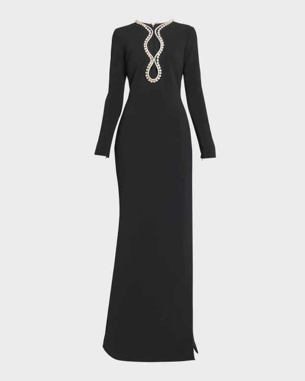 Elie Saab Plunging Sleeveless Pleated D grad Evening
