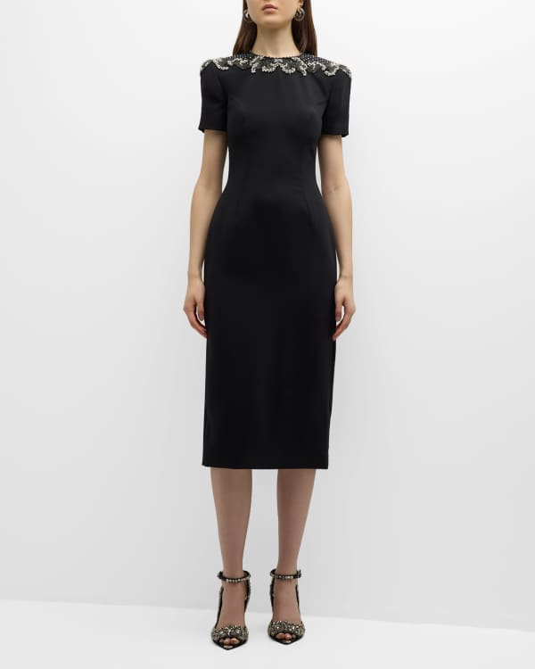 Saint Laurent Rose Jacquard Sheath Mini Dress | Neiman Marcus
