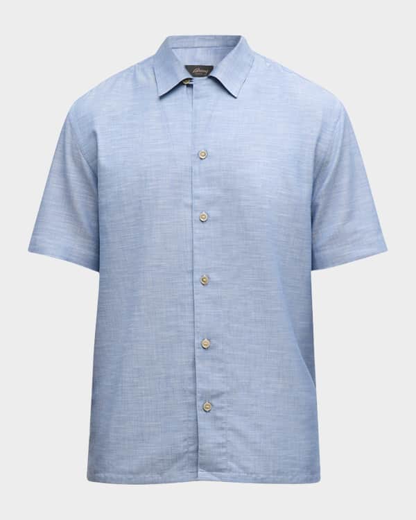 ZEGNA Men's Short-Sleeve Linen Button-Down Shirt | Neiman Marcus