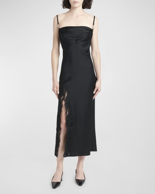 Victoria Beckham Lace Insert Midi Slip Dress | Neiman Marcus