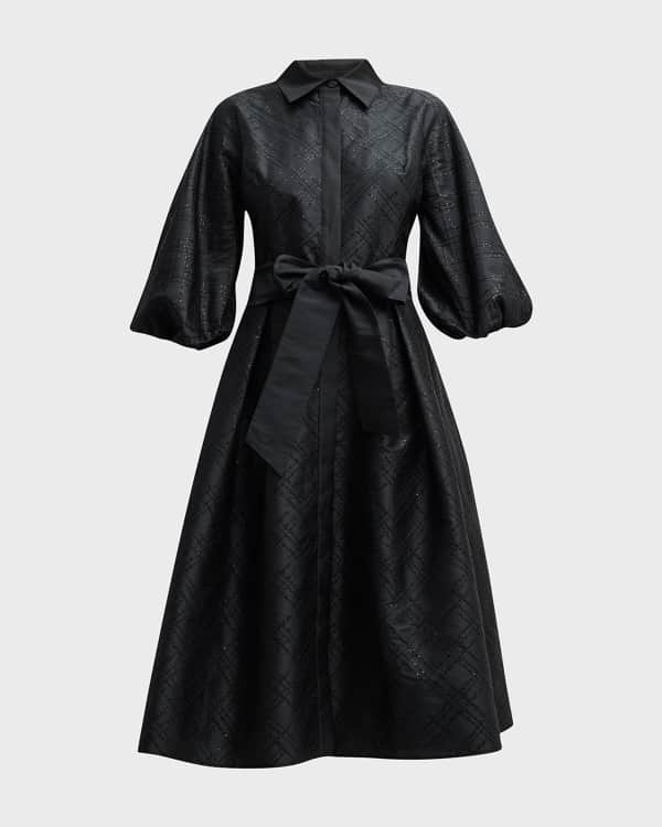 Rickie Freeman for Teri Jon 3/4-Sleeve Belted Midi Shirtdress