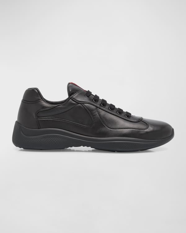 Prada Men's Downtown Leather Low-Top Sneakers | Neiman Marcus