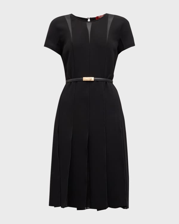 Club Monaco Santina Cap-Sleeve Scalloped Fit-and-Flare Dress