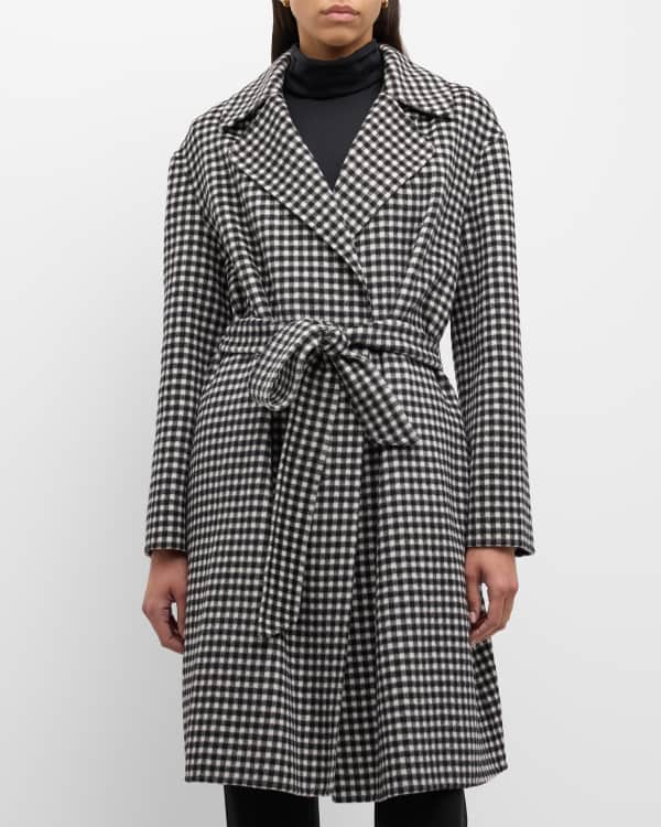 St. John Broken Diagonal Check Wool Coat | Neiman Marcus