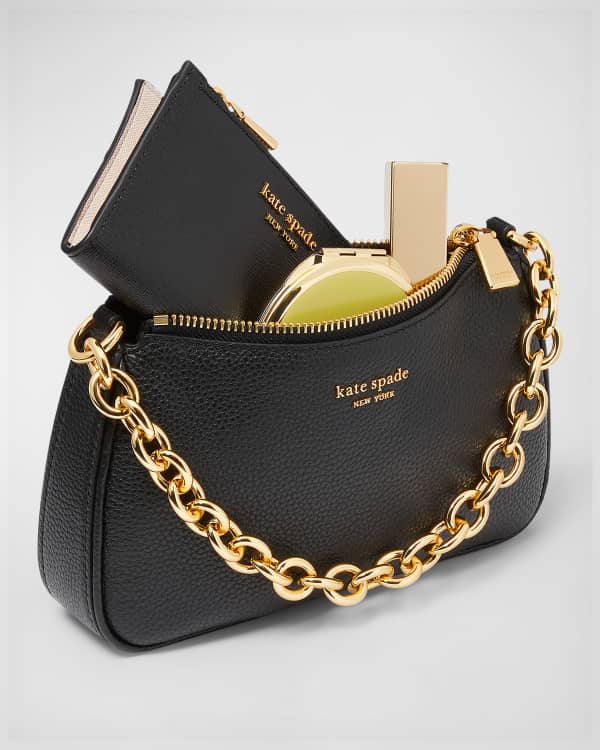 Small black Kate Spade crossbody purse with gold chain accents