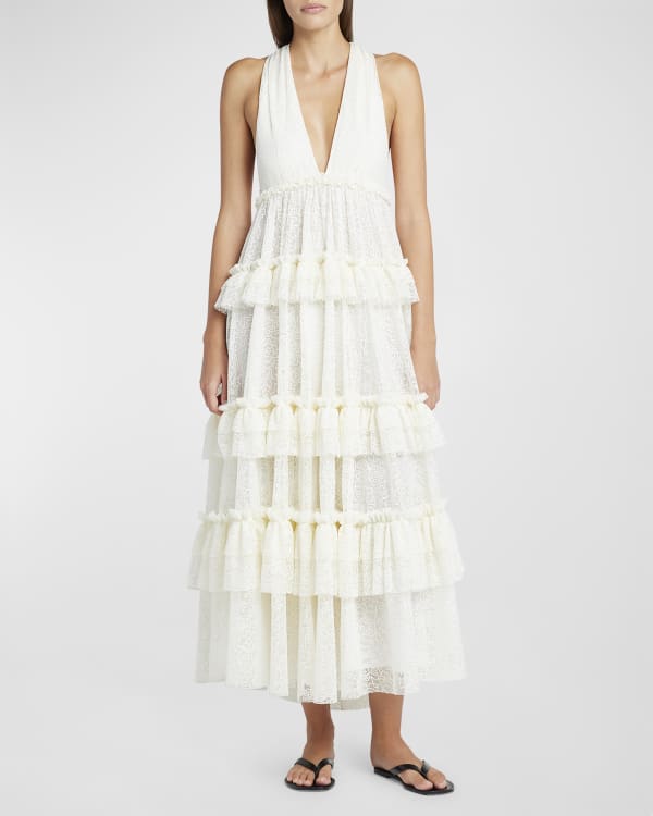Philosophy di Lorenzo Serafini Ruffled Yoked Tulle Blouse Neiman