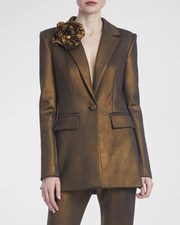 Badgley Mischka Collection Sequin Long Sleeve Belted Smoking