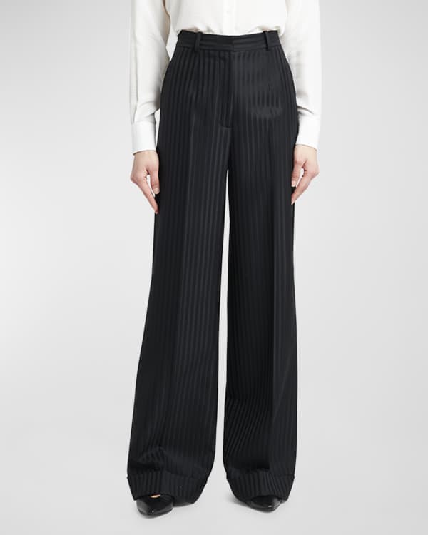 Striped silk wide-leg pants