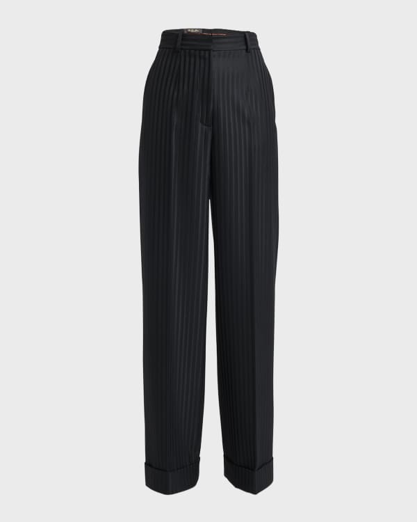 Black striped wide leg trousers