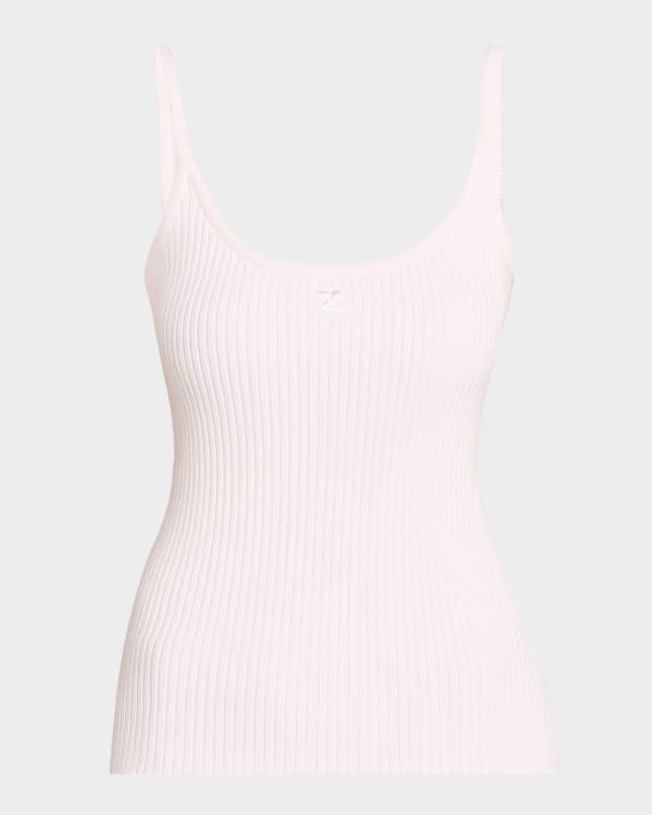 Courreges Square-Neck Satin Top | Neiman Marcus