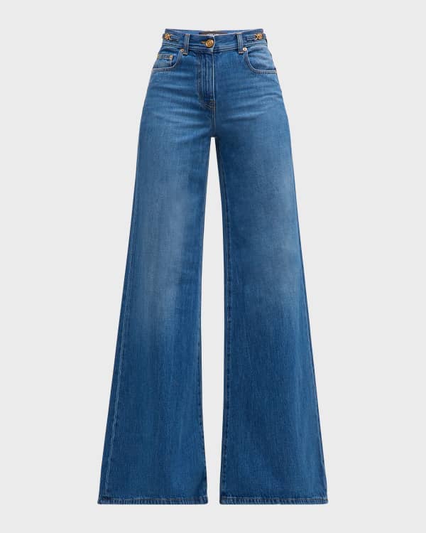 ALAIA Exaggerated Rounded Wide-Leg Denim Jeans - Bergdorf Goodman