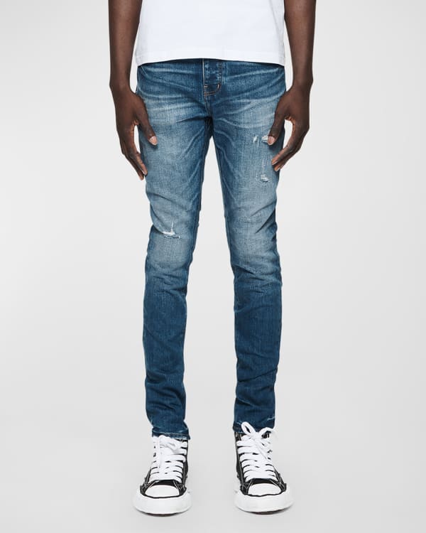 PURPLE Men's Slim-Fit Distressed Denim Skinny Jeans - Bergdorf Goodman