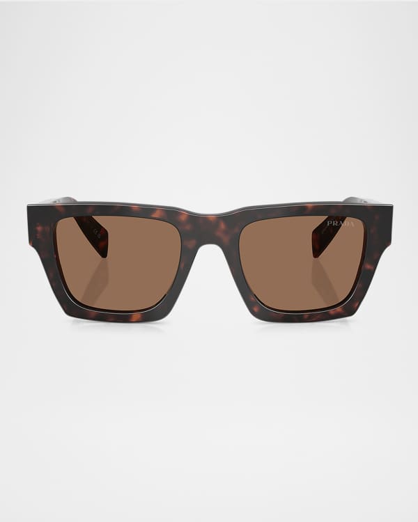 Prada Men's Half-Rim Square Polarized Sunglasses | Neiman Marcus
