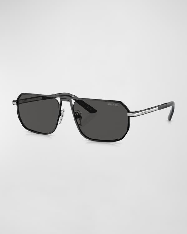 Prada Men's Square Metal/Tortoiseshell Acetate Sunglasses | Neiman Marcus