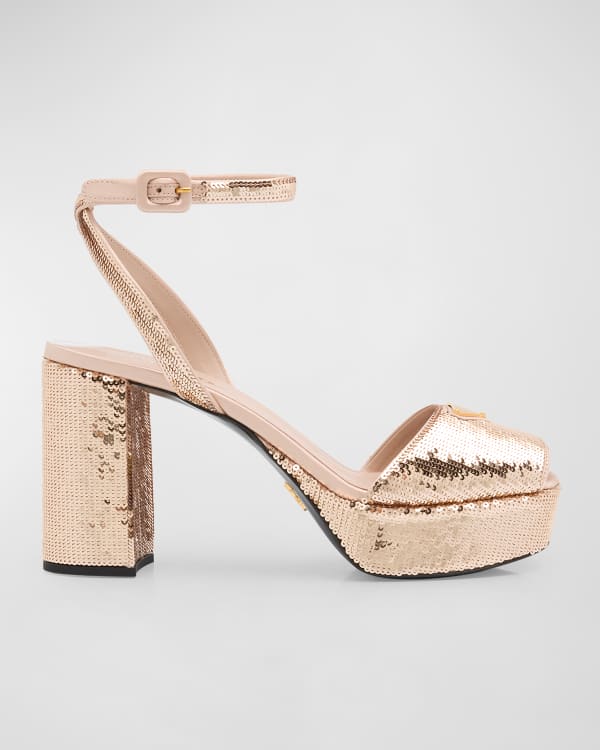 Prada Silk Ankle Strap Platform Sandals Neiman Marcus