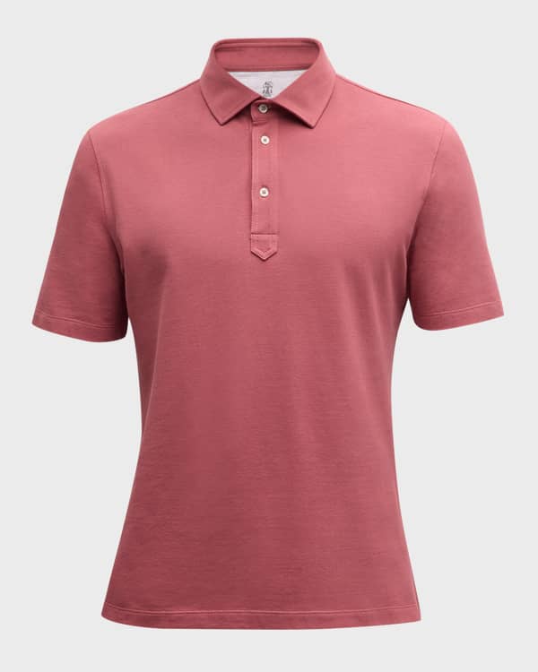 Versace Red Pique Polo Shirt With Gold Medusa Logo