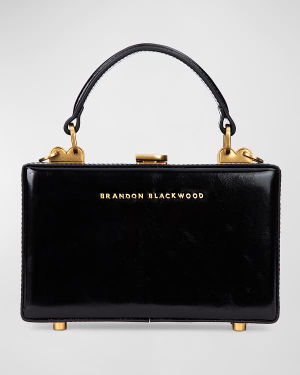 Marge Sherwood Black Patent Box Shoulder Bag