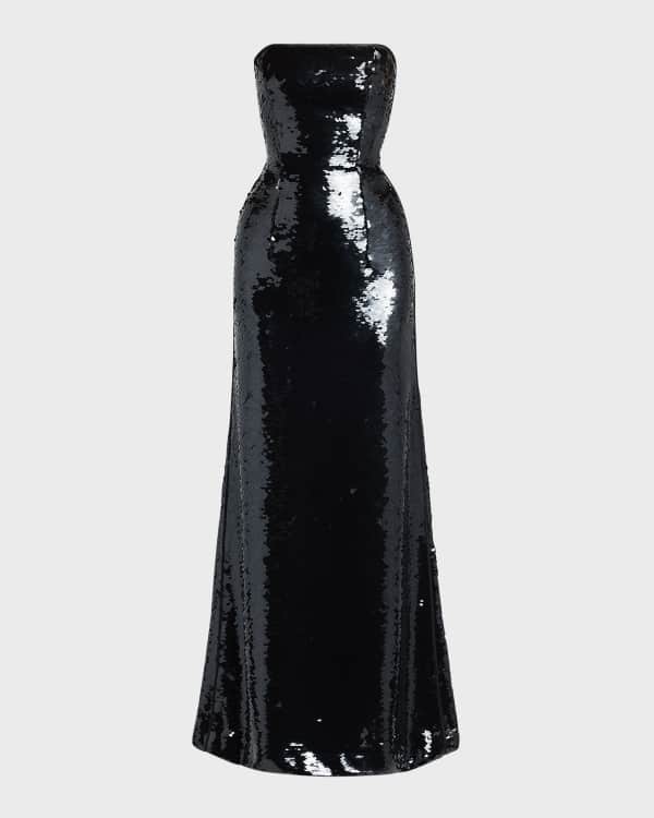 Maria Lucia Hohan Ada Metallic Silk V Neck Flutter Sleeve Gown