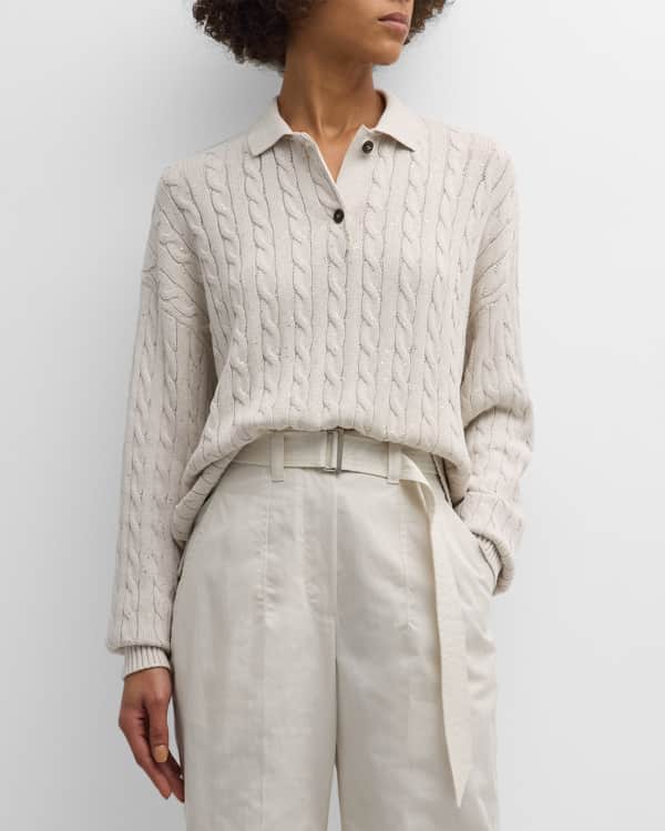 Co V-Neck Cable-Knit Sweater