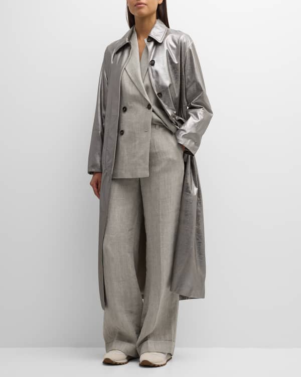 Chloe Ruffle Belted Classic Nappa Leather Trench Coat | Neiman Marcus