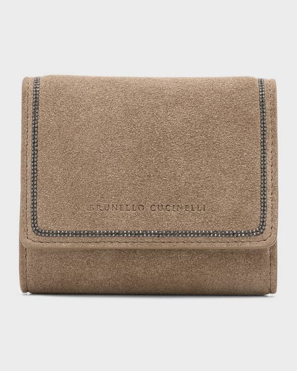 Burberry Luna Small Leather Check French Wallet Black Neiman
