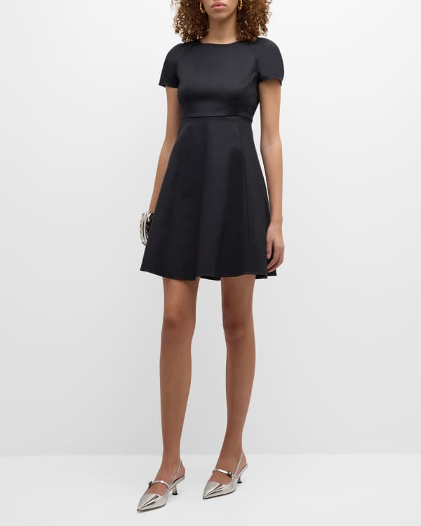 Spanx Perfect A-Line Black 3/4 Sleeve Dress Midi Length Size Medium
