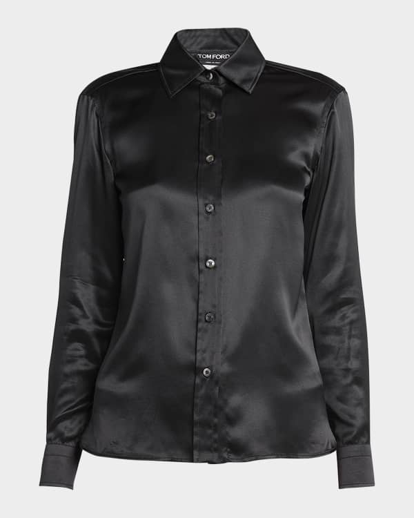 Khaite Quico Balloon-Sleeve Oversized Silk Blouse | Neiman