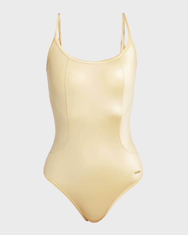Givenchy Pearl Print Cutout One Piece Swimsuit Neiman Marcus