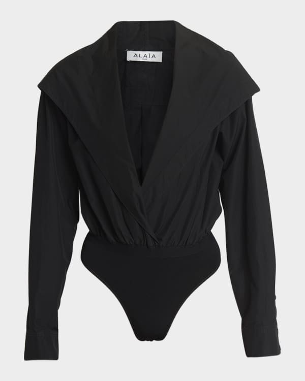ALAIA Asymmetric One Shoulder Knit Bodysuit Neiman Marcus
