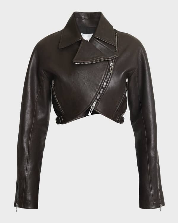 Michael Kors Collection Collarless Leather Crop Bolero Jacket