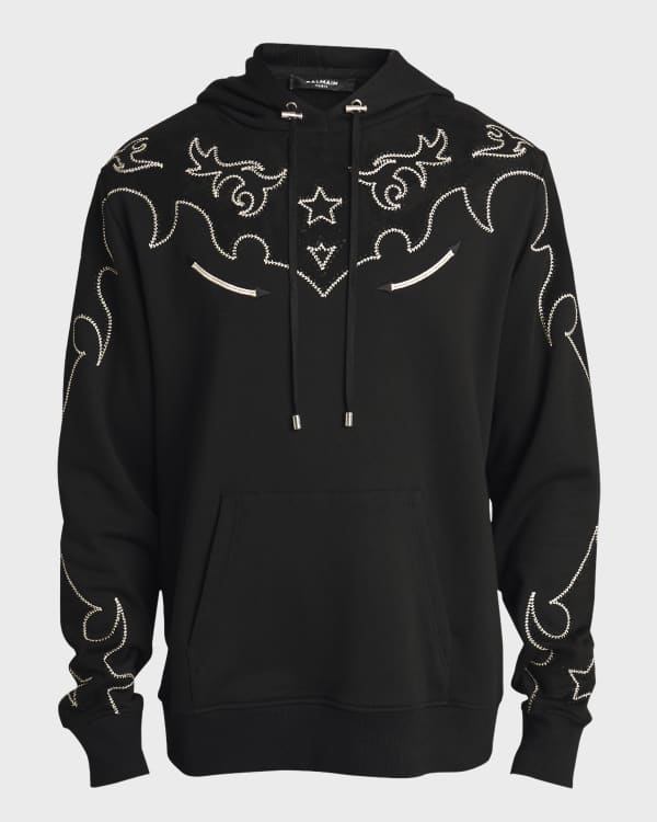 Balmain Men s Graffiti Print Zip Front Hoodie Sweatshirt Neiman