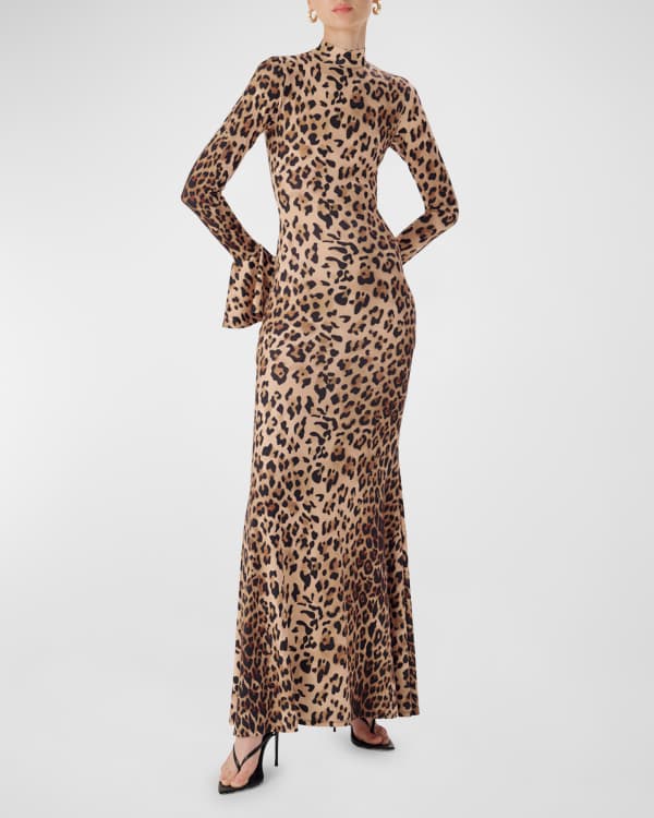 Lux Long Leopard Print Maxi Sheer Dress