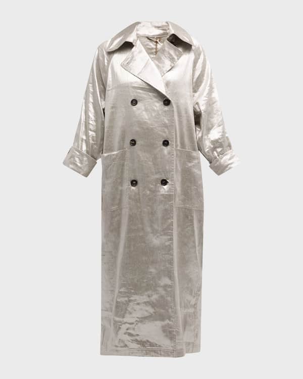 Women's Double-Breasted Long Trench Coat with Belted Cuffs - Stylish & Versatile Outerwear for All Seasons