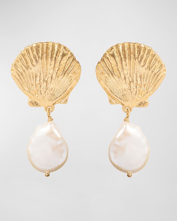 Sequin Gold Leaf Mismatch Drop Earrings Neiman Marcus
