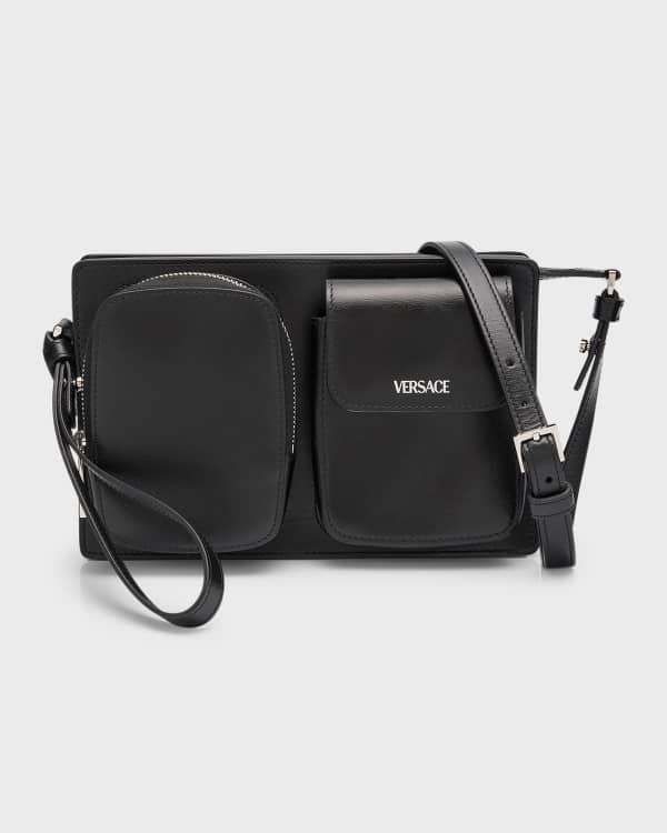 Versace logo-print messenger bag - Black