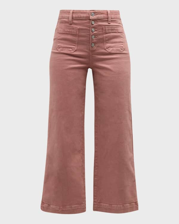 Pink Denim Jeans Wide Leg High Rise Cropped