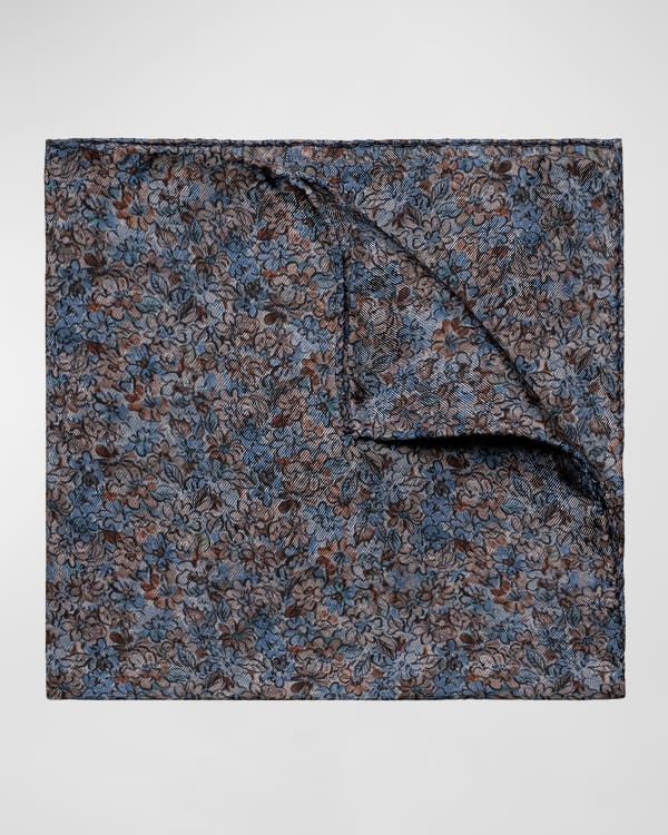 Men's Motif Silk Pocket Square in Light Purple
