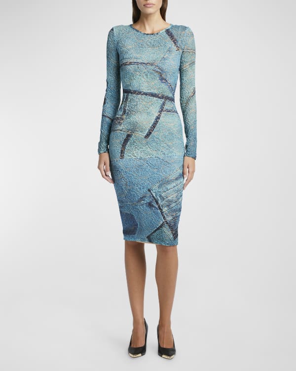 Aurora - Long-Sleeve Lace Cutout Midi Bodycon Dress