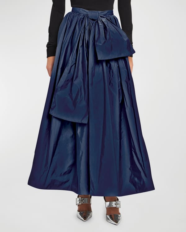 Alexander McQueen Polyfaille Circle Midi Skirt with Side Bow Detail ...