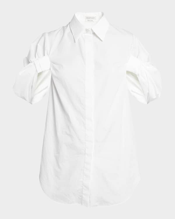 Alexander McQueen Ruffle Short Sleeve Blouse Neiman Marcus