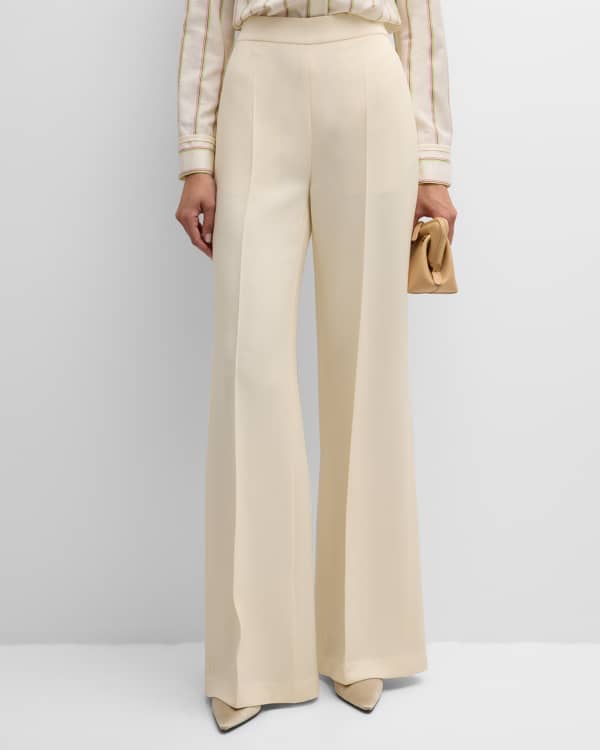 Mid-rise wool-blend flared pants