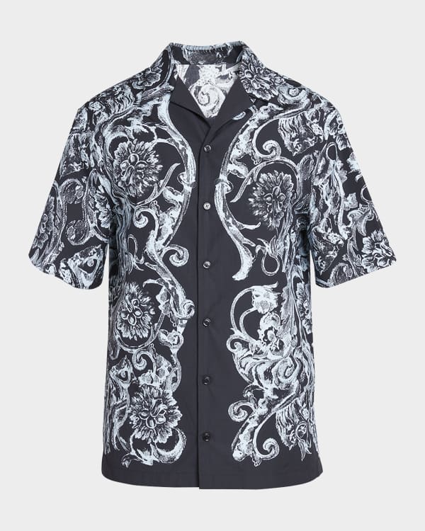 Versace - Boys Blue Le Maschere Print Silk Shirt