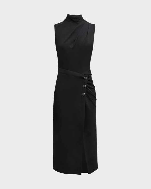 Shoshanna Quinn Gathered Flutter-Sleeve Midi Dress | Neiman Marcus