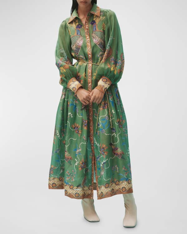 Saloni Vicki Printed Midi Dress Neiman Marcus